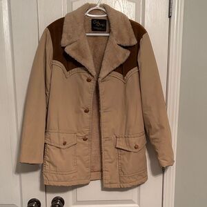 California Cal Craft Men’s Vintage Tan/ Brown Sherpa Jacket size Large